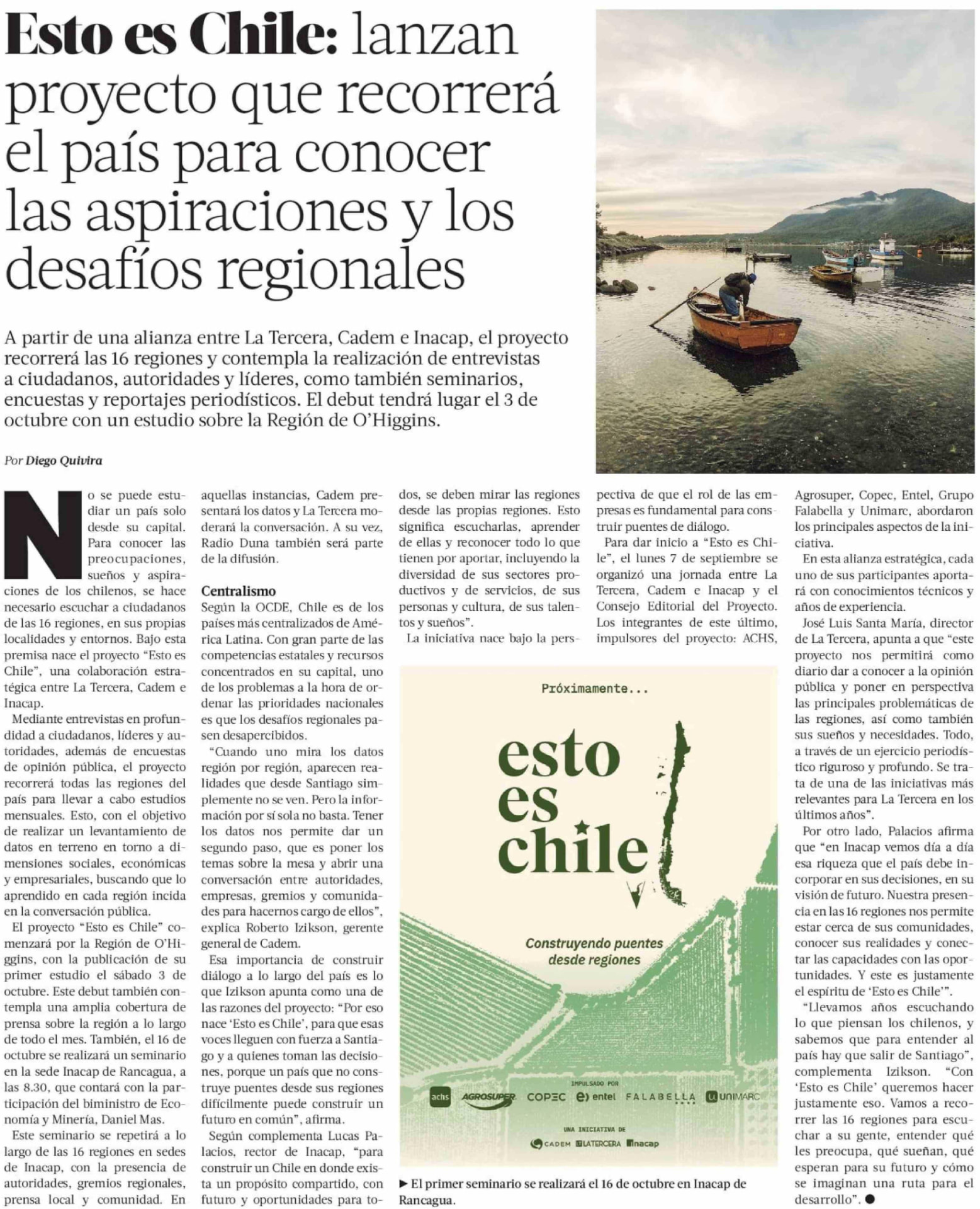 Esto es Chile: lanzan proyecto que recorrerá el país para conocer las aspiraciones y los desafíos regionales